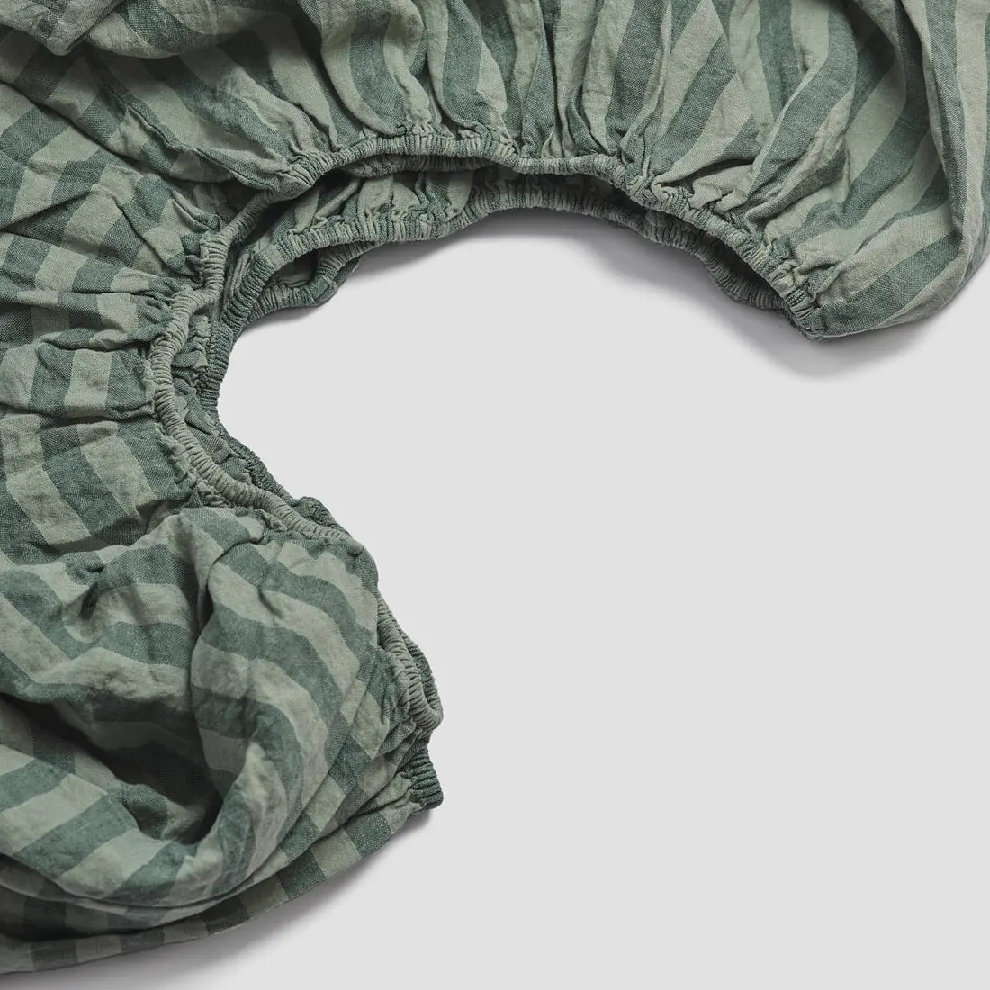 Pine Green Pembroke Stripe Linen Blend Fitted Sheet - Image 2