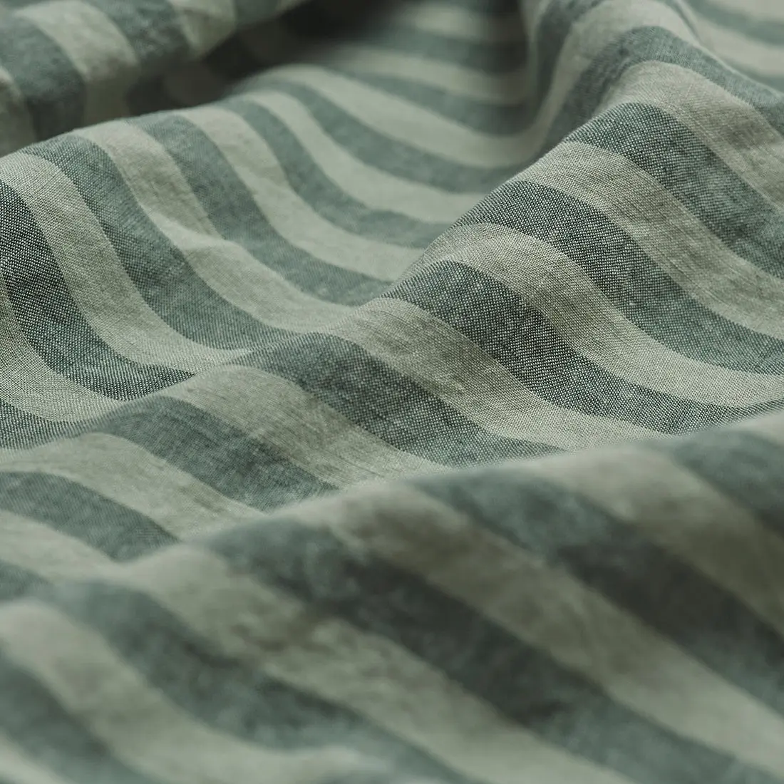 Pine Green Pembroke Stripe Linen Blend Flat Sheet - Image 2