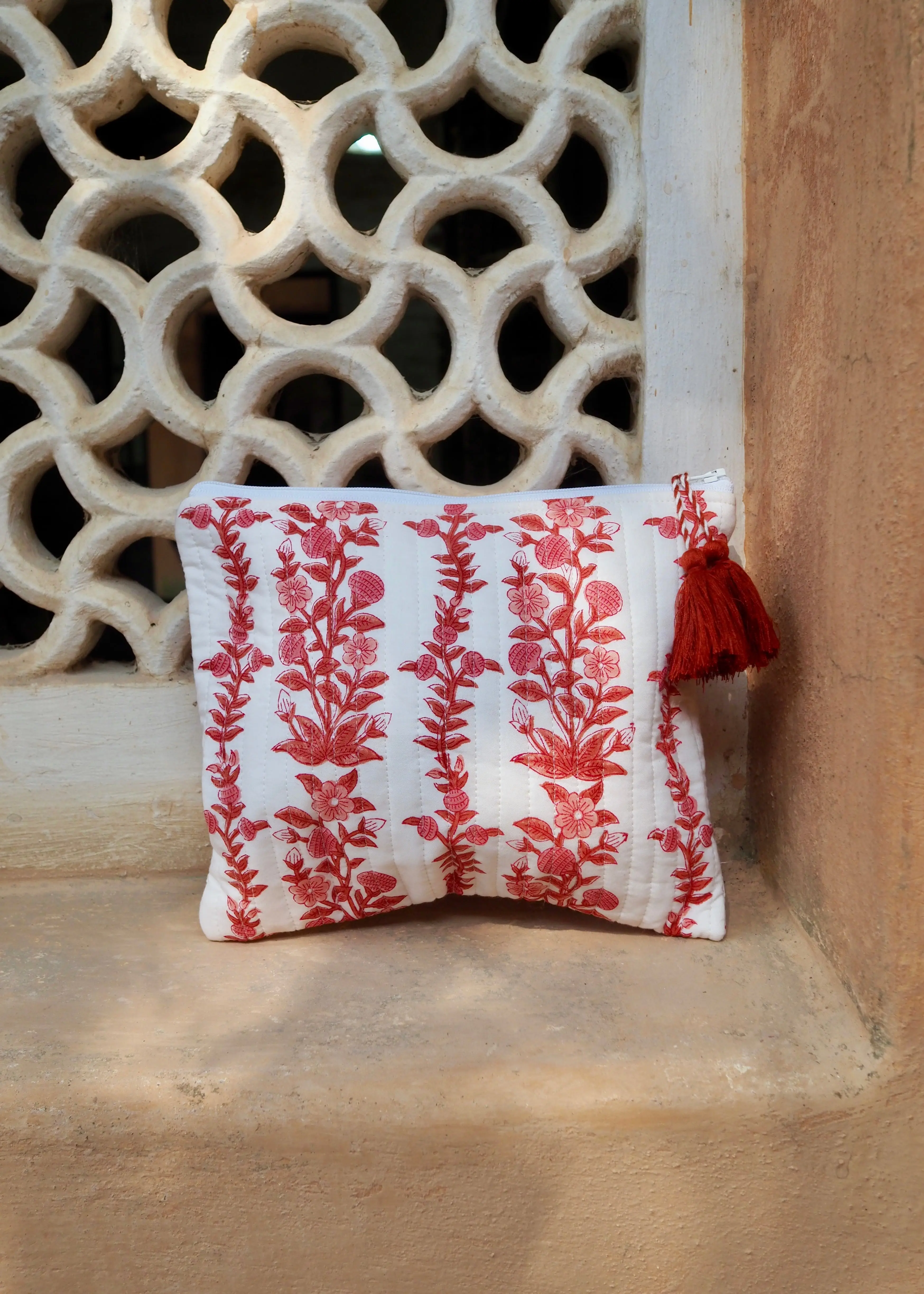 Pink Block Print Cosmetic Bag - Image 2