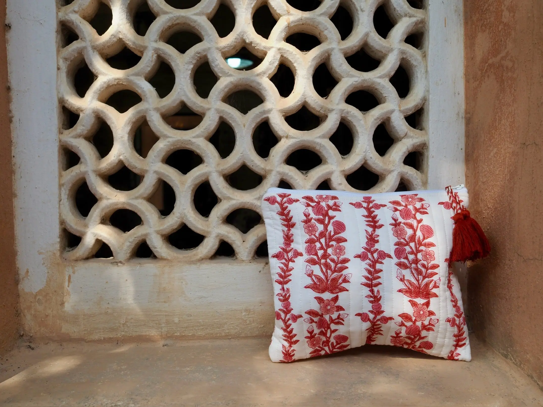 Pink Block Print Cosmetic Bag - Image 4