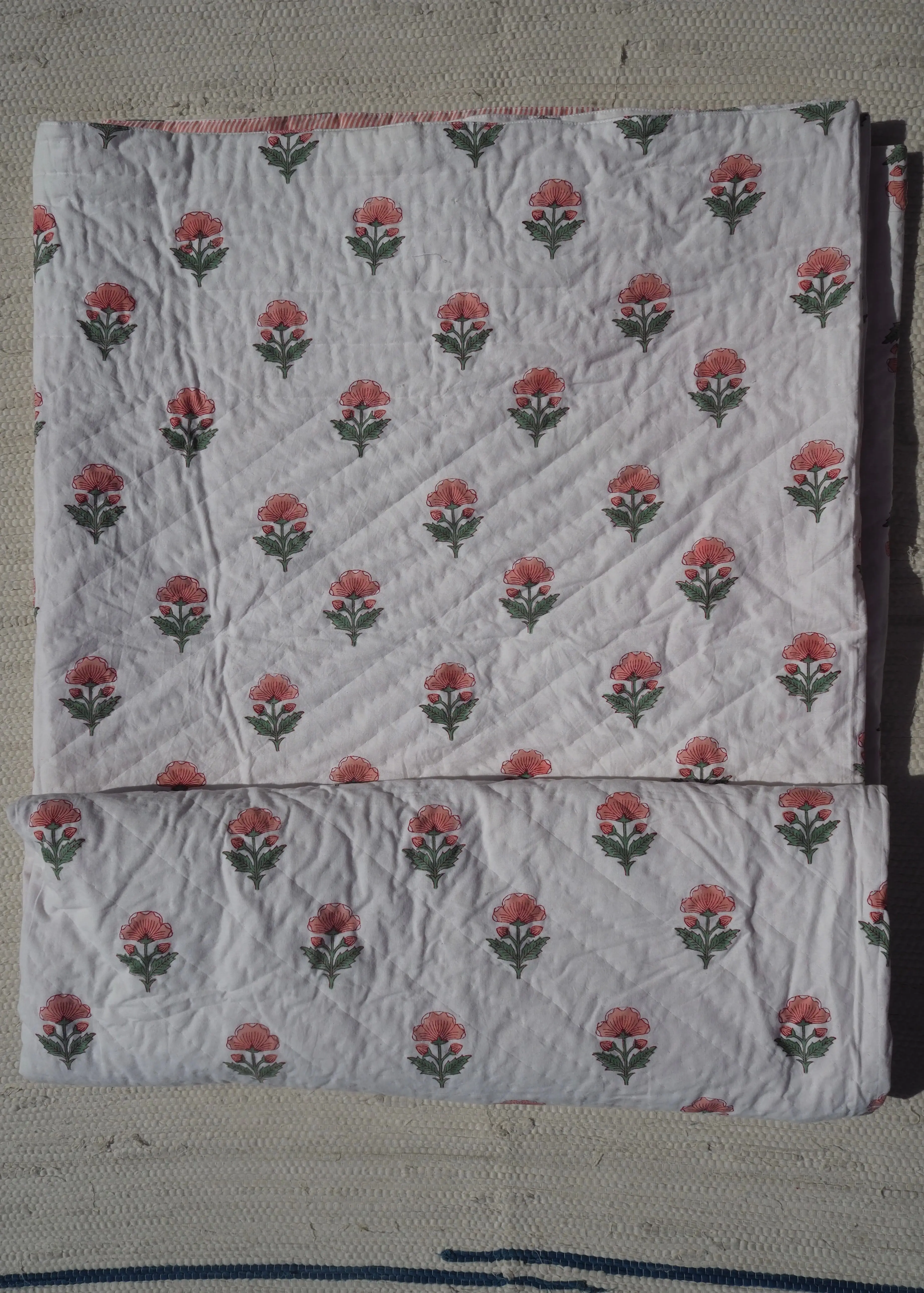 Pink Floral Summer Pique Bed Quilt - Image 5