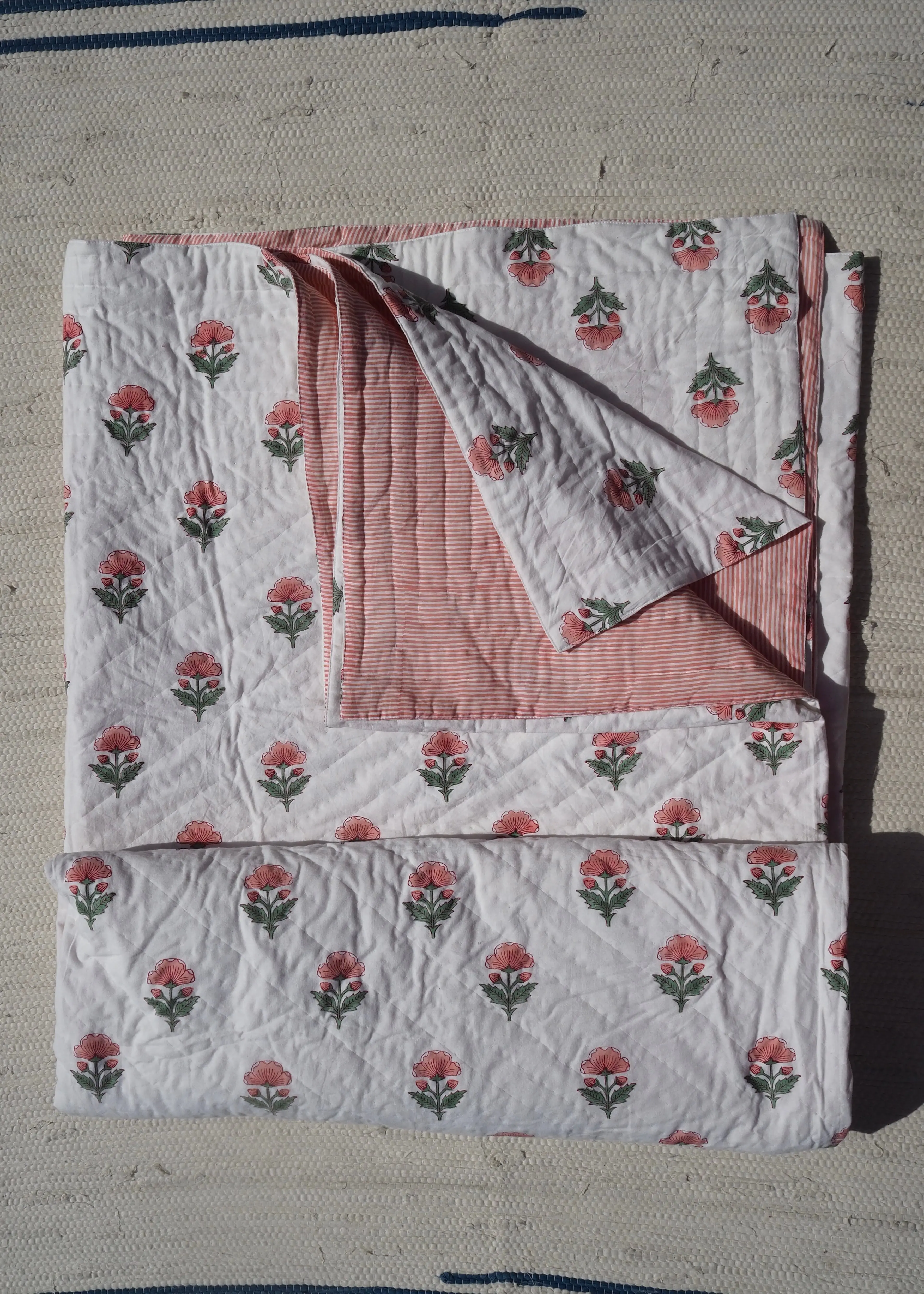 Pink Floral Summer Pique Bed Quilt - Image 6