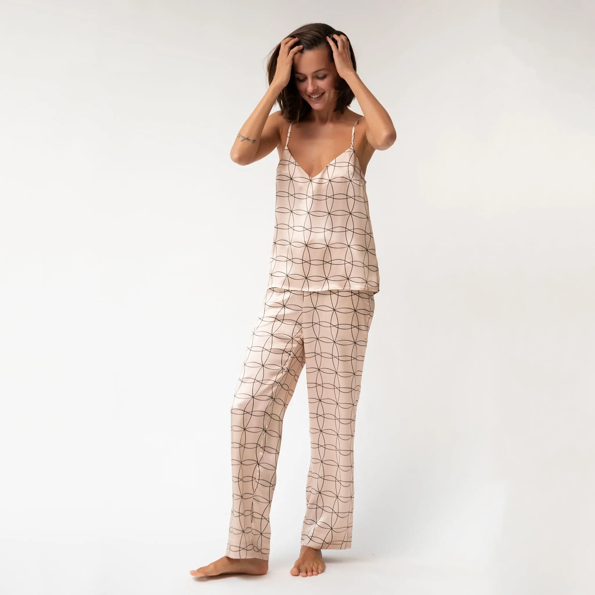 Pink Neo Geo Silk Pyjama Pants - Image 8