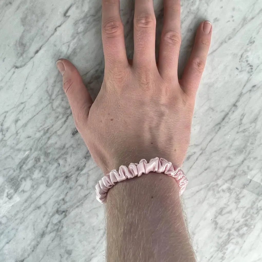 Pink Silk Scrunchie - Skinny - Image 3
