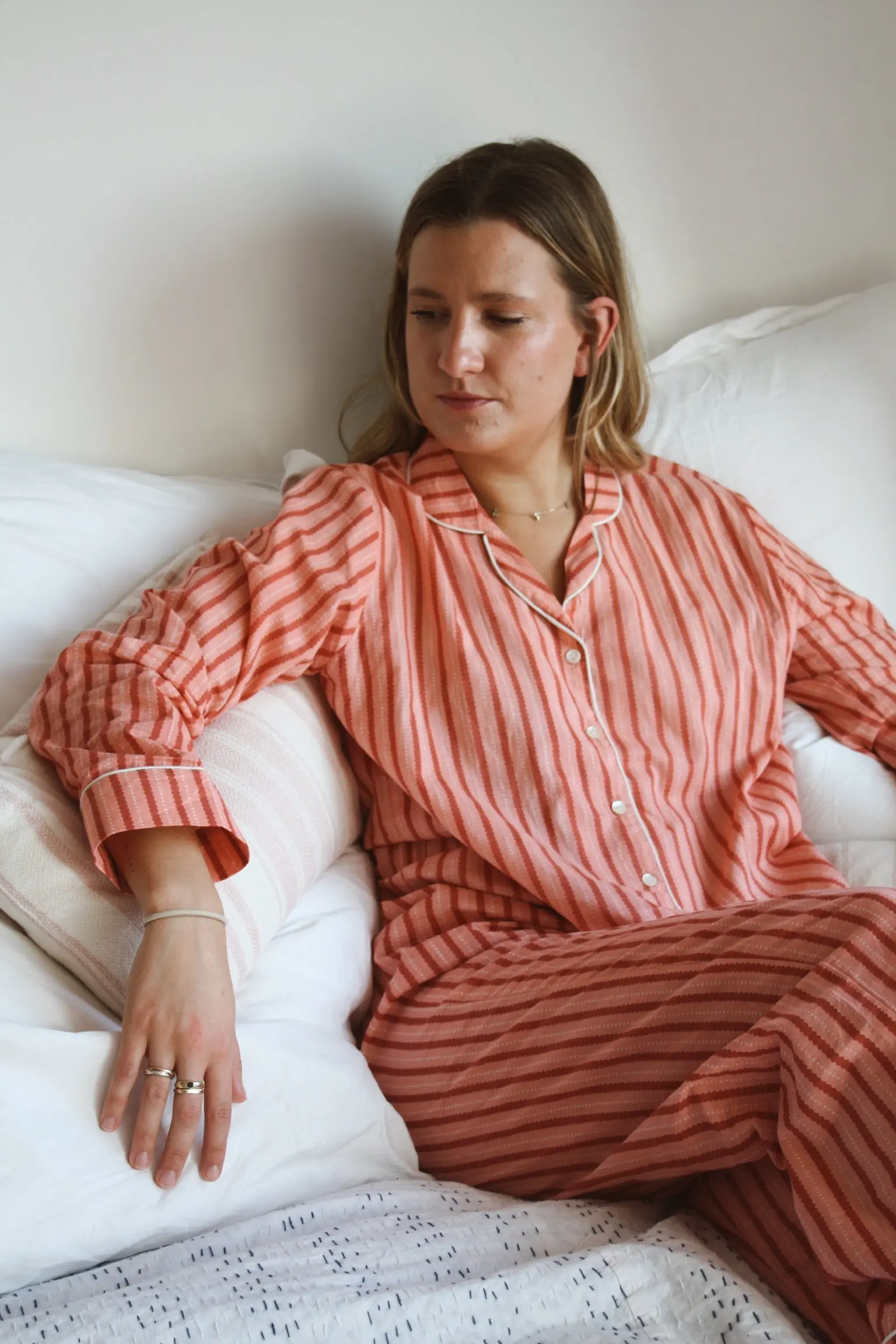 Pink Stripe Women's Pyjama Trouser Set - Image 10