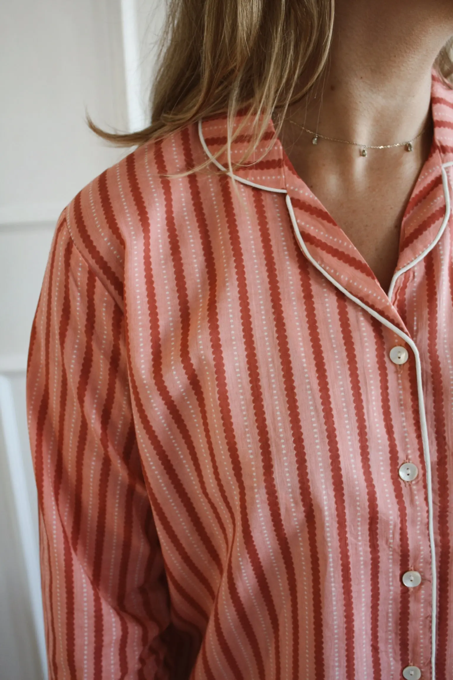 Pink Stripe Women's Pyjama Trouser Set - Image 4