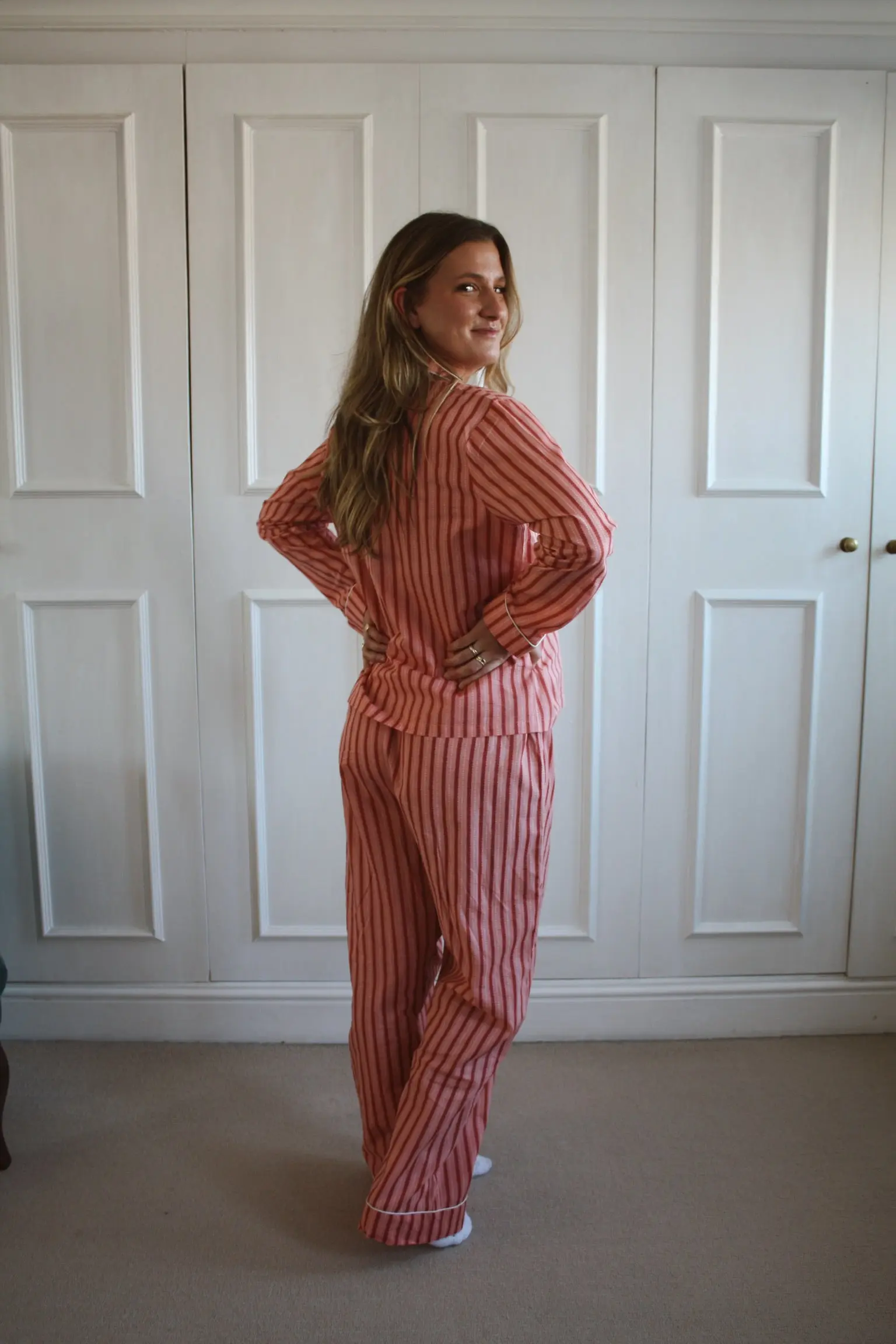 Pink Stripe Women's Pyjama Trouser Set - Image 6