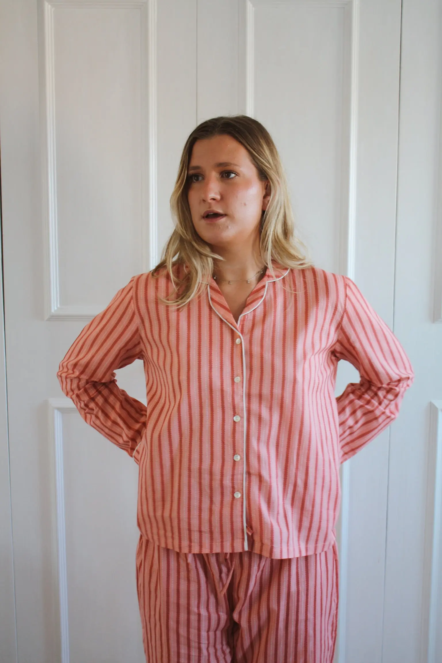 Pink Stripe Women's Pyjama Trouser Set - Image 7