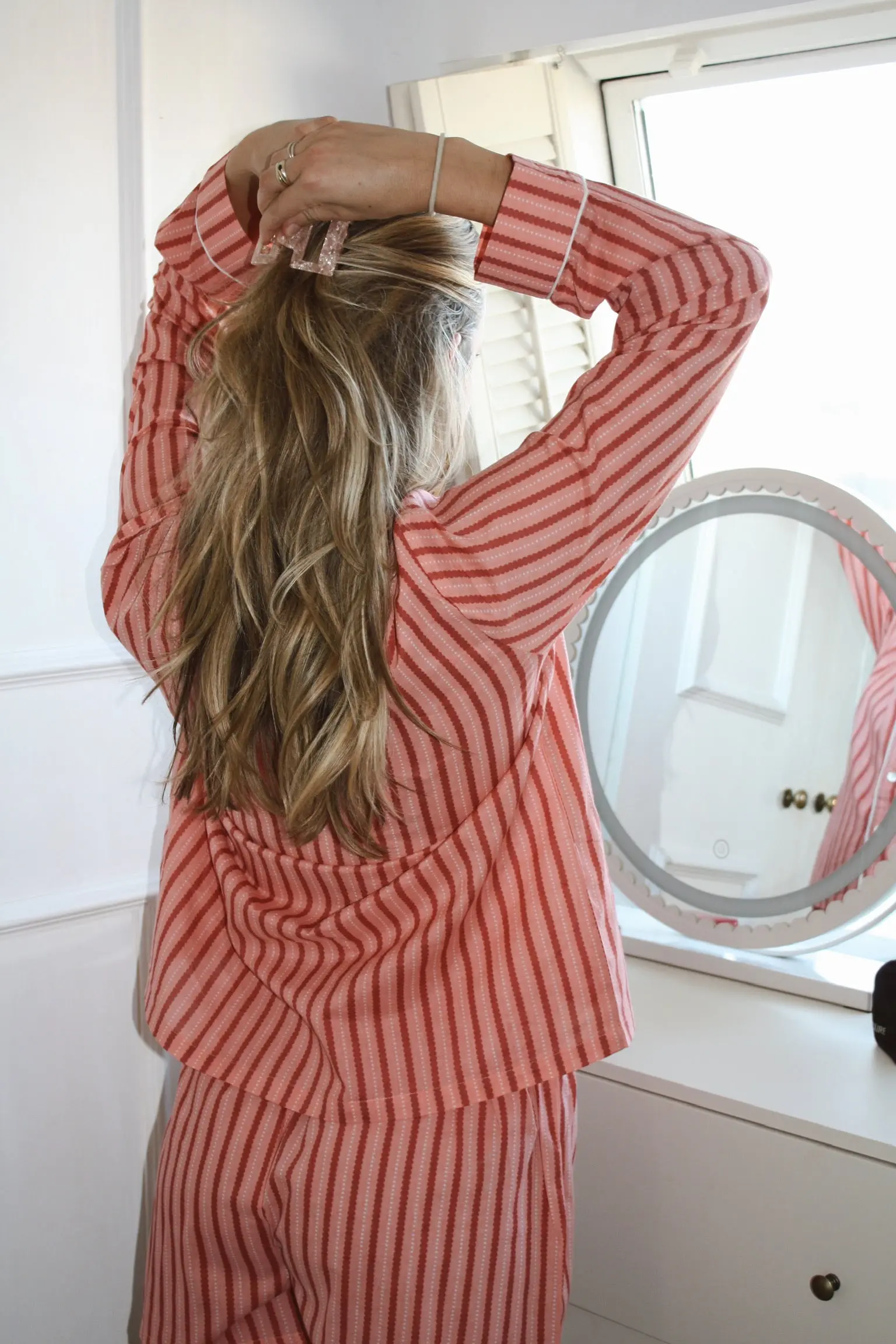 Pink Stripe Women's Pyjama Trouser Set - Image 8