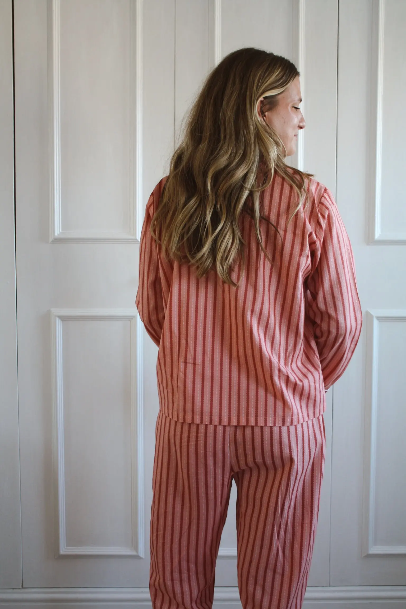 Pink Stripe Women's Pyjama Trouser Set - Image 9