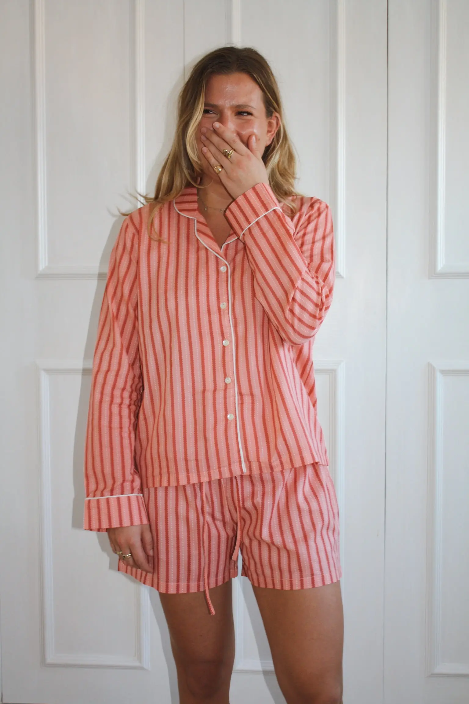 Pink Stripe Short Pyjama Set - Image 3