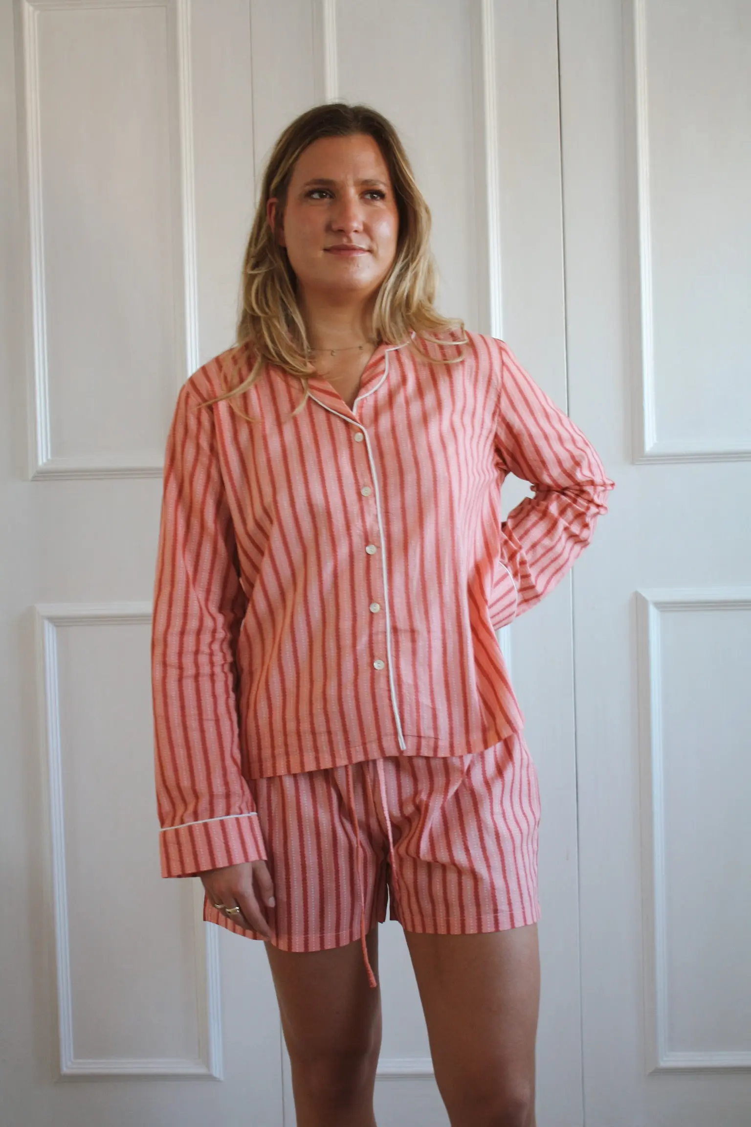 Pink Stripe Women's Pyjama Shorts - Image 3