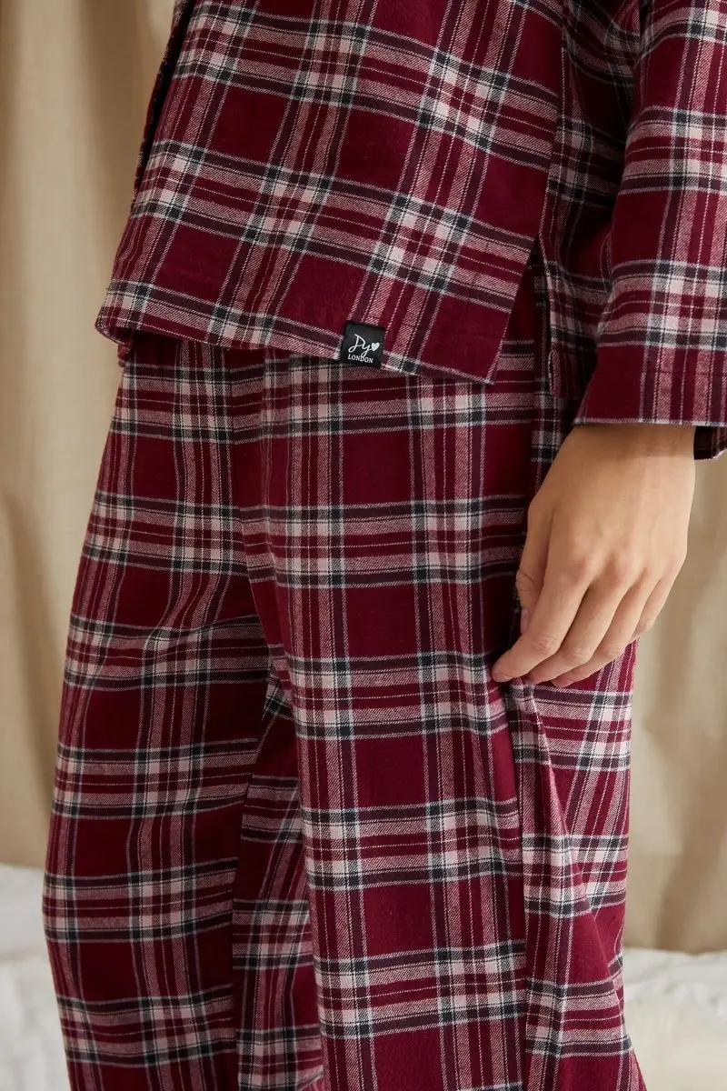 Bordeaux Plaid Women's Pyjama Trouser Set - Image 3