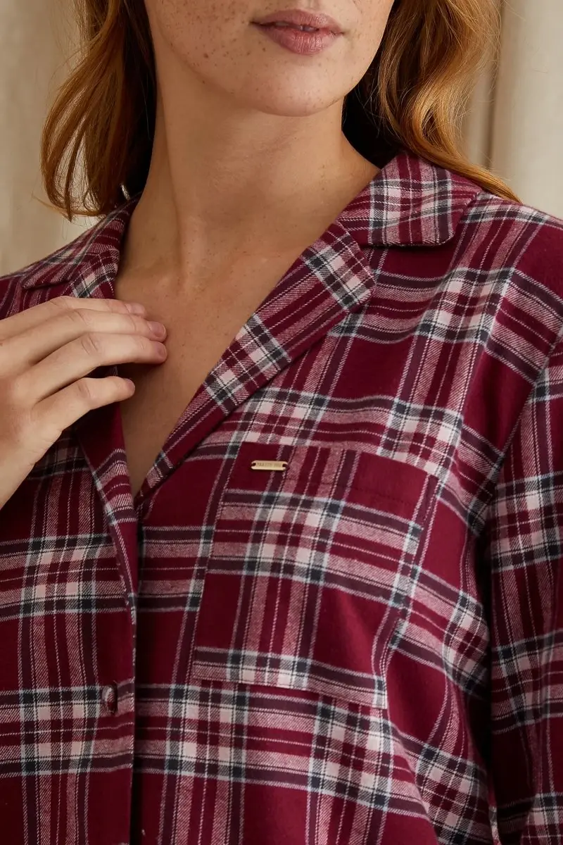 Bordeaux Plaid Women's Pyjama Trouser Set - Image 9