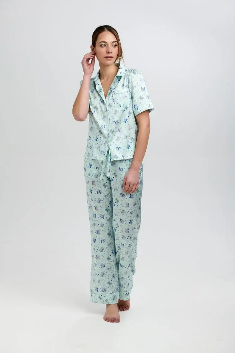 Poppy Glacier Butterfly Women's Silk Pyjama Trouser - Image 4