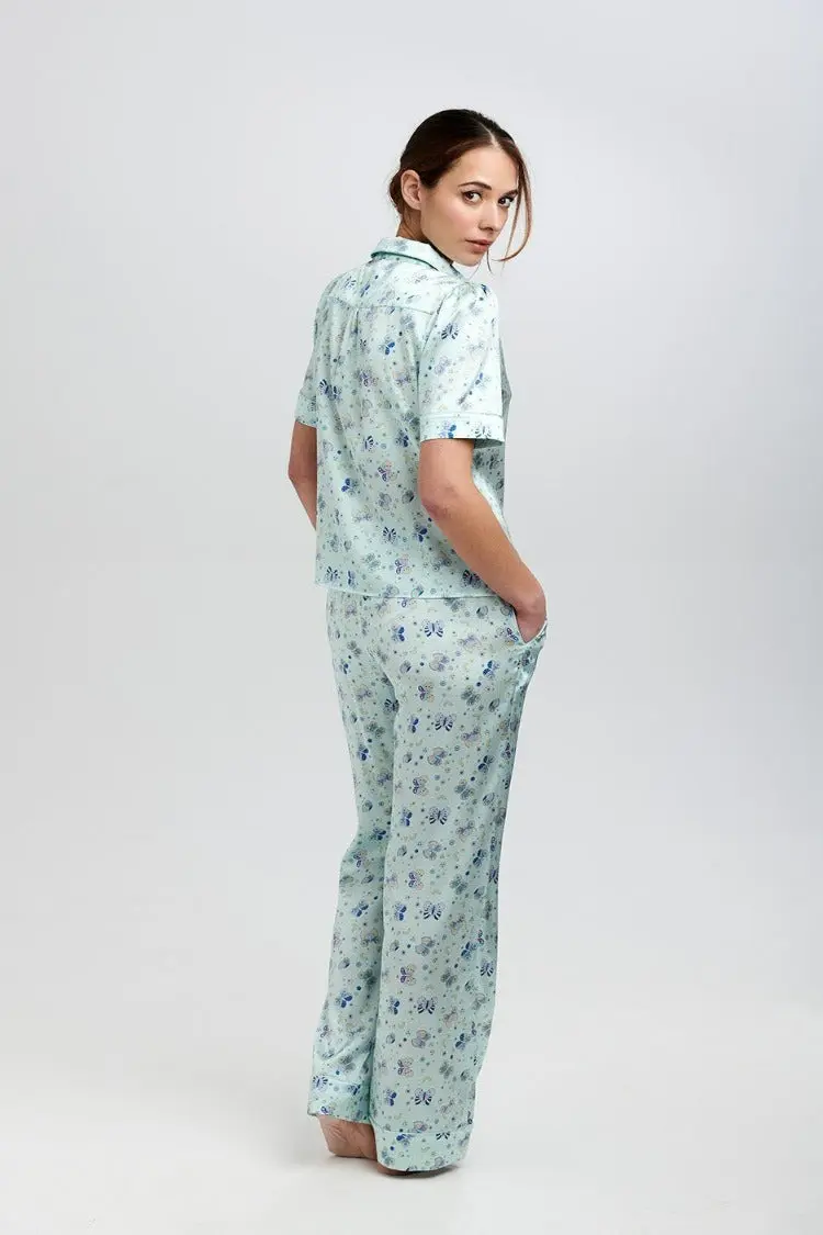 Poppy Glacier Butterfly Women's Silk Pyjama Trouser - Image 5