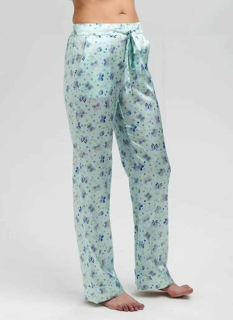 Poppy Glacier Butterfly Women's Silk Pyjama Trouser - Image 6