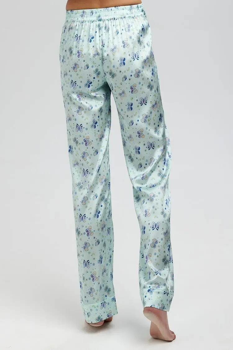 Poppy Glacier Butterfly Women's Silk Pyjama Trouser - Image 7