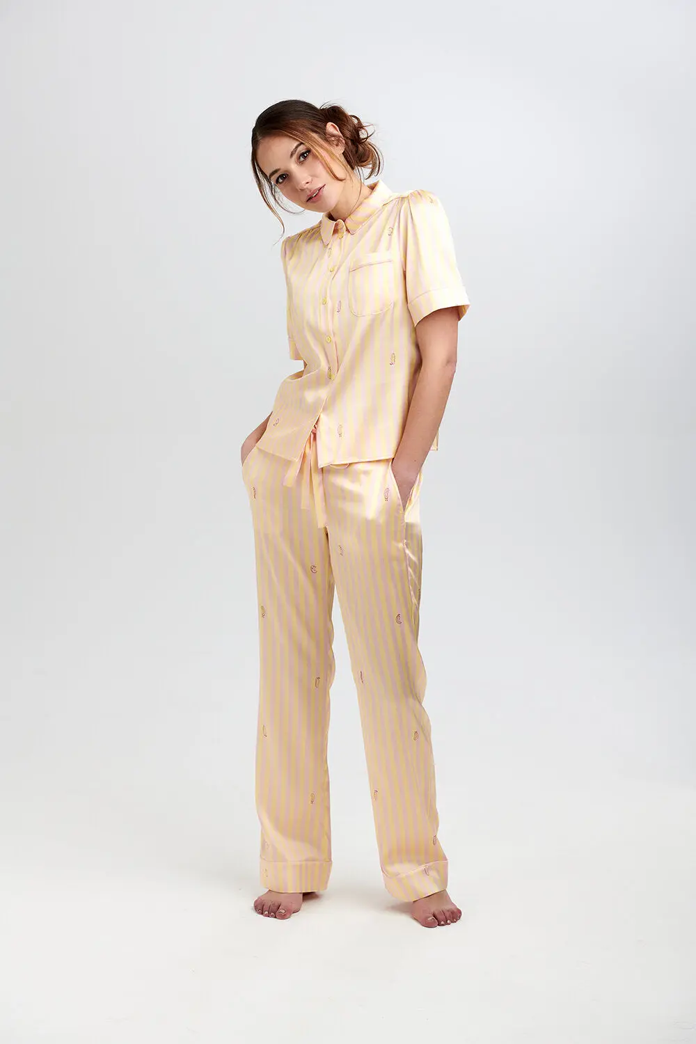 Poppy Lemonade Stripe Silk Blouse - Image 2