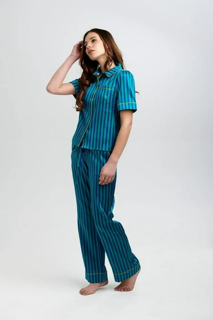 Poppy Rainforest Stripe Silk Blouse - Image 2