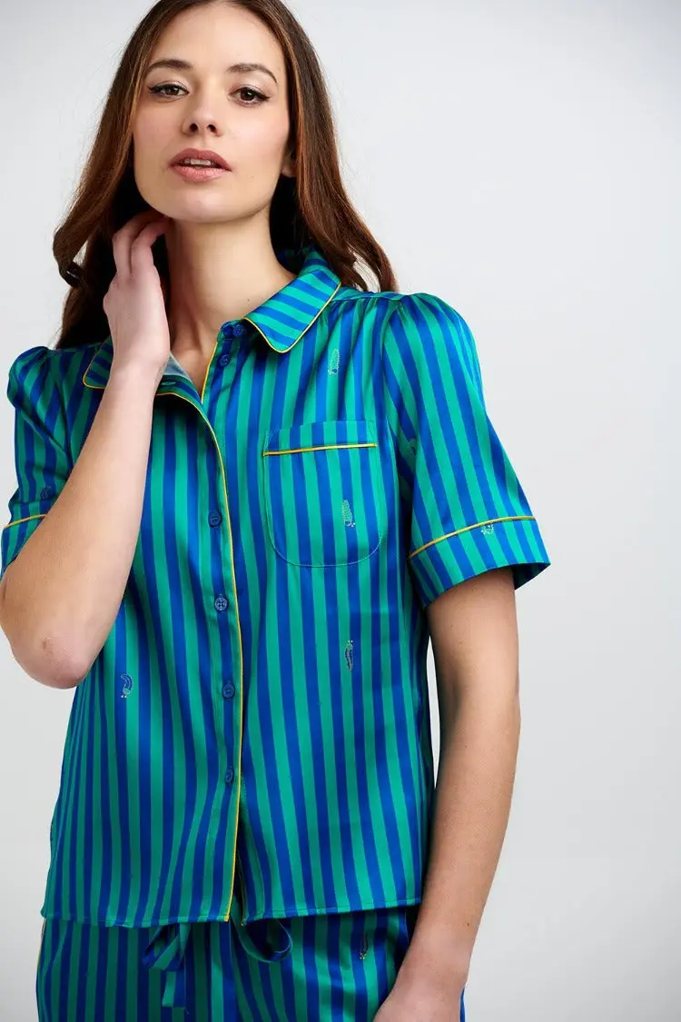 Poppy Rainforest Stripe Silk Blouse - Image 6