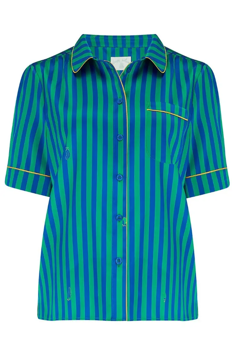 Poppy Rainforest Stripe Silk Blouse - Image 8