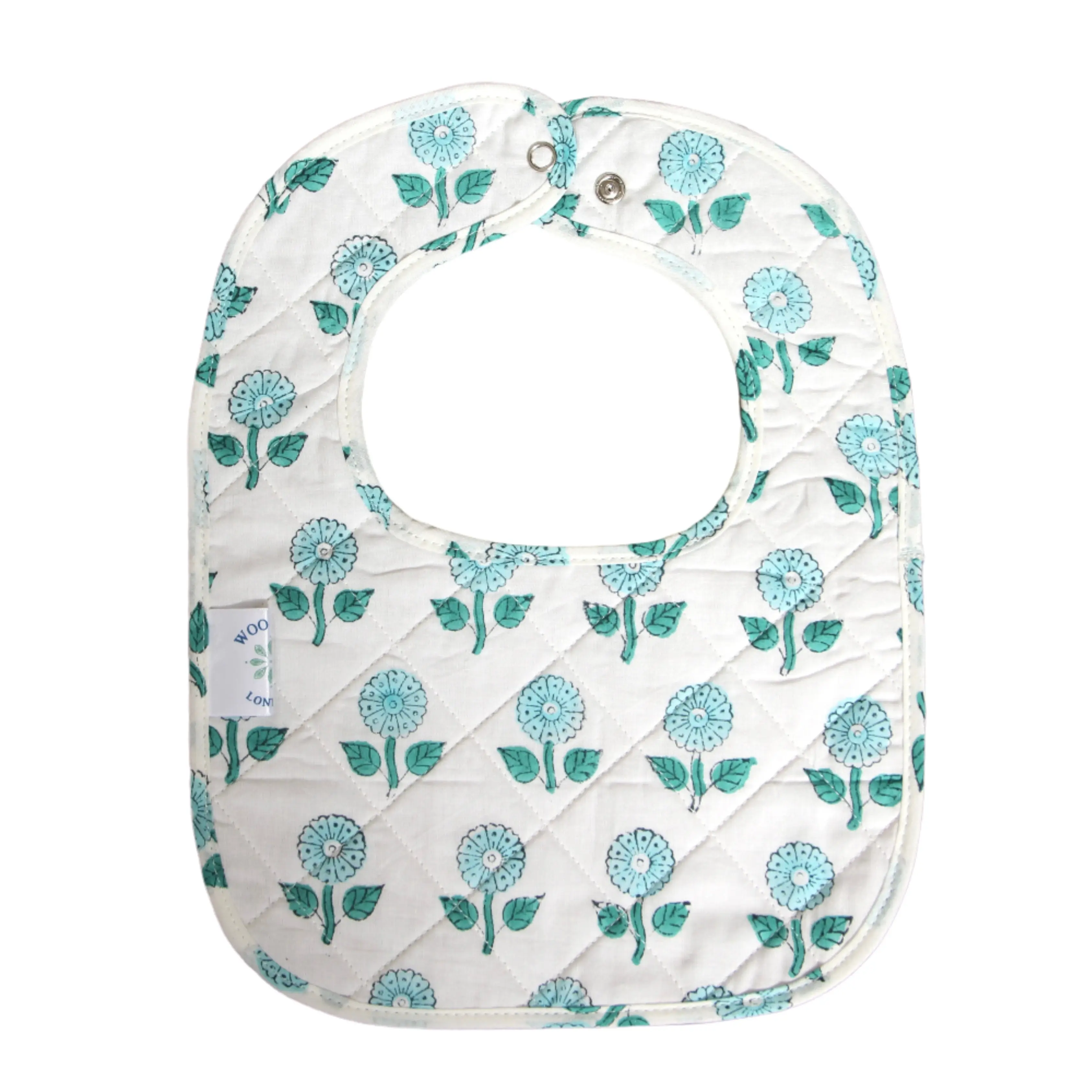 Sea Blue Flower Quilted Bib - Image 3