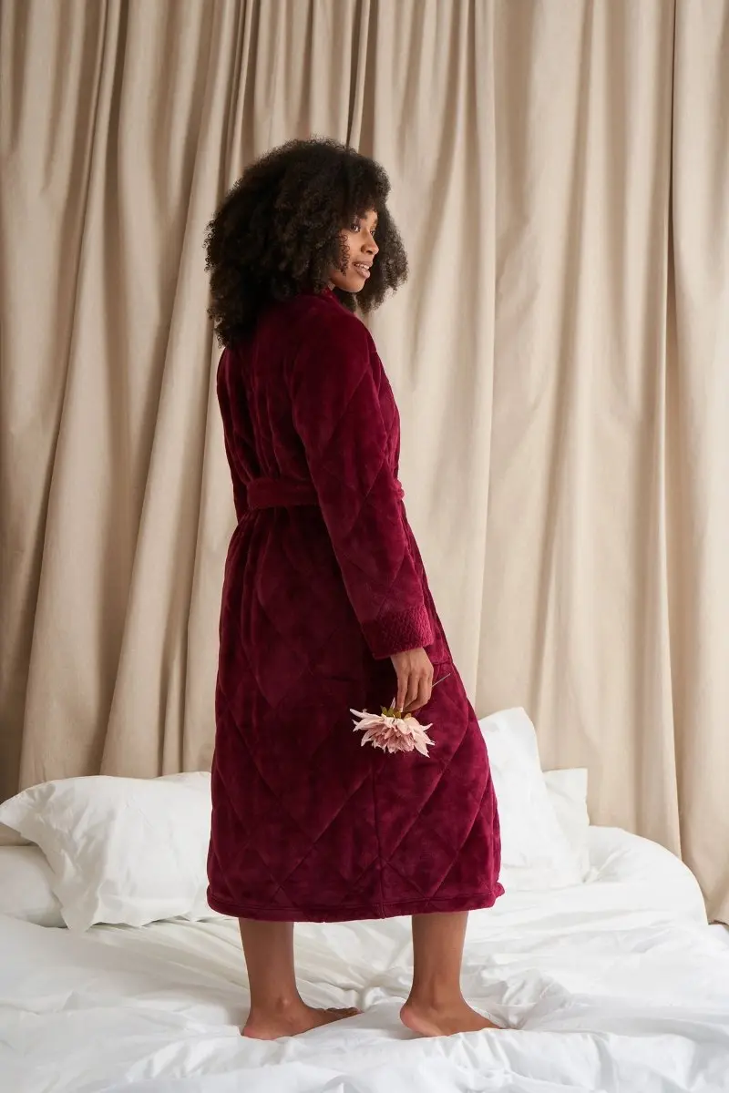 Bordeaux Quilted Velour Robe - Image 3