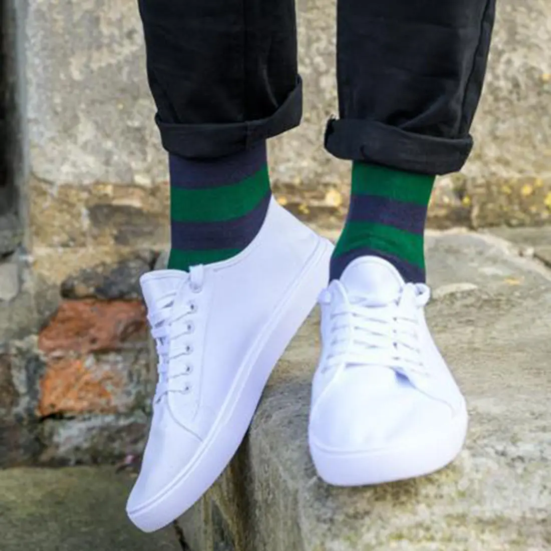 Racing Green Striped Bamboo Socks (Comfort Cuff) - Image 2