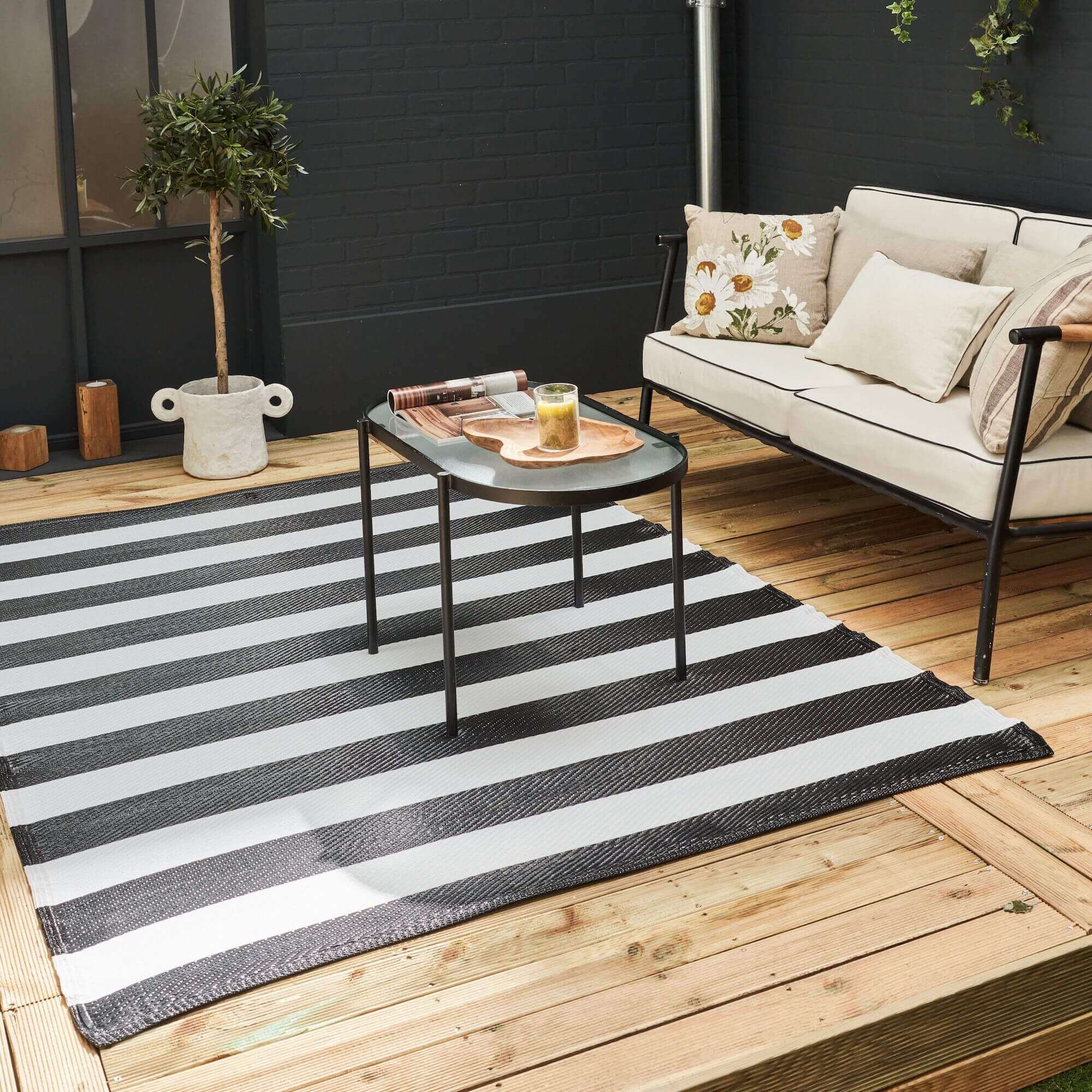 Rainbow Outdoor Rug Black & White | 1030 - Image 3