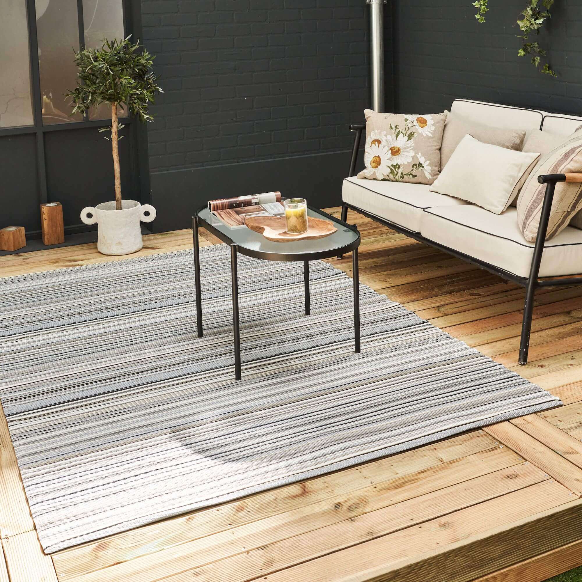 Rainbow Outdoor Rug Grey | 1020 - Image 3