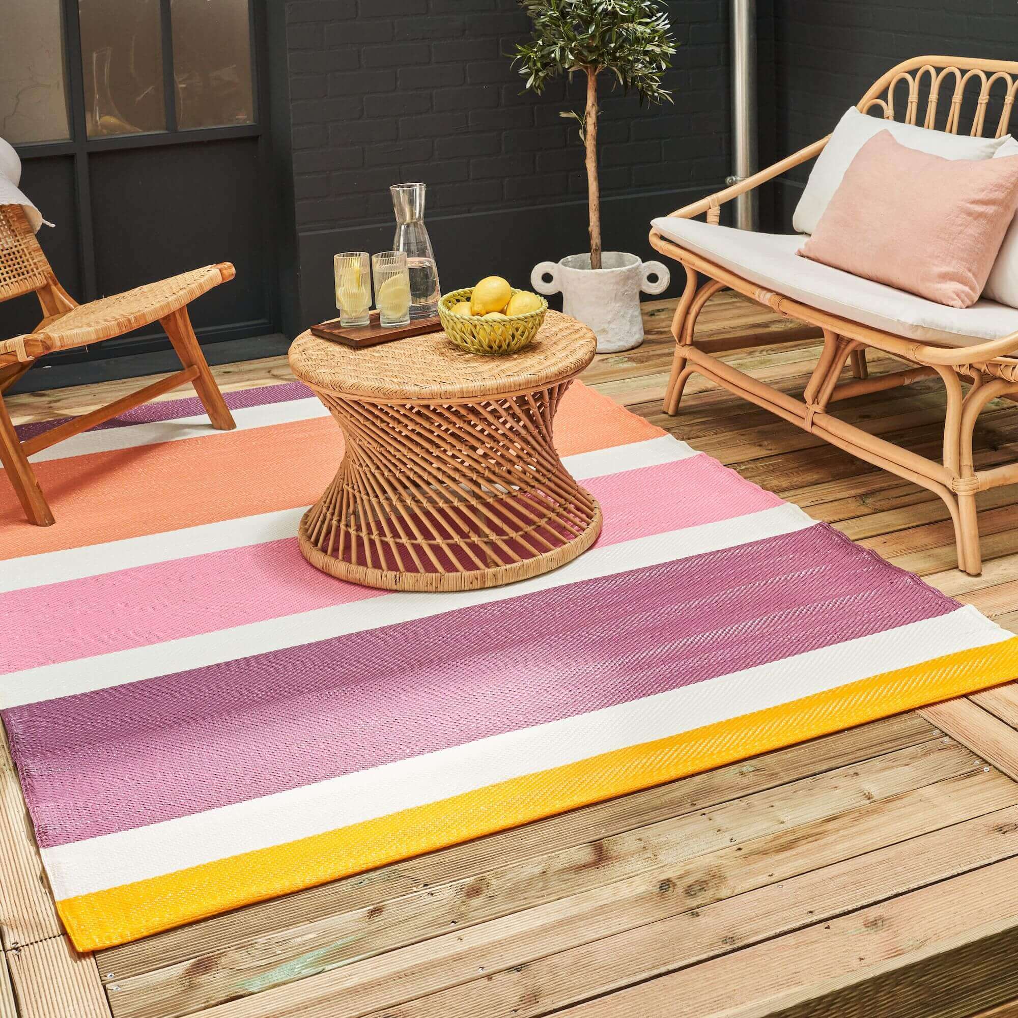 Rainbow Outdoor Rug Pink | 1030 - Image 3