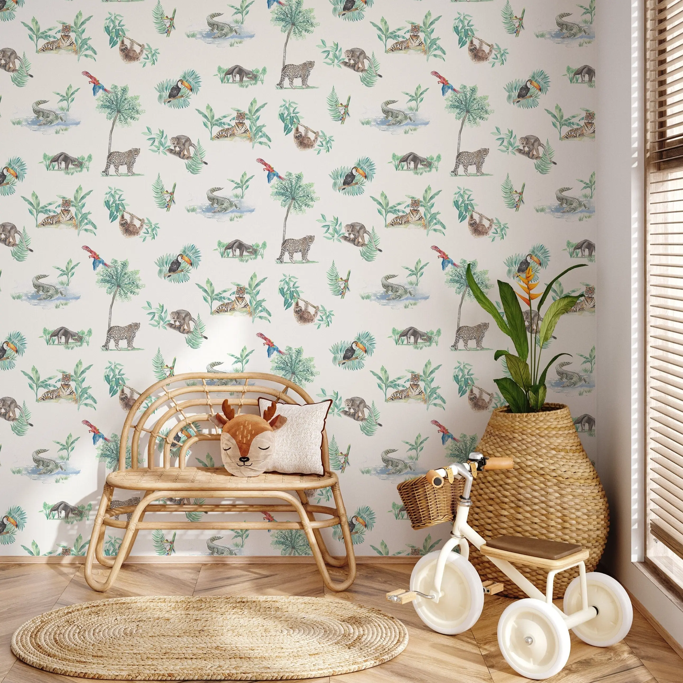 Rainforest Creatures Tropical Children's Wallpaper