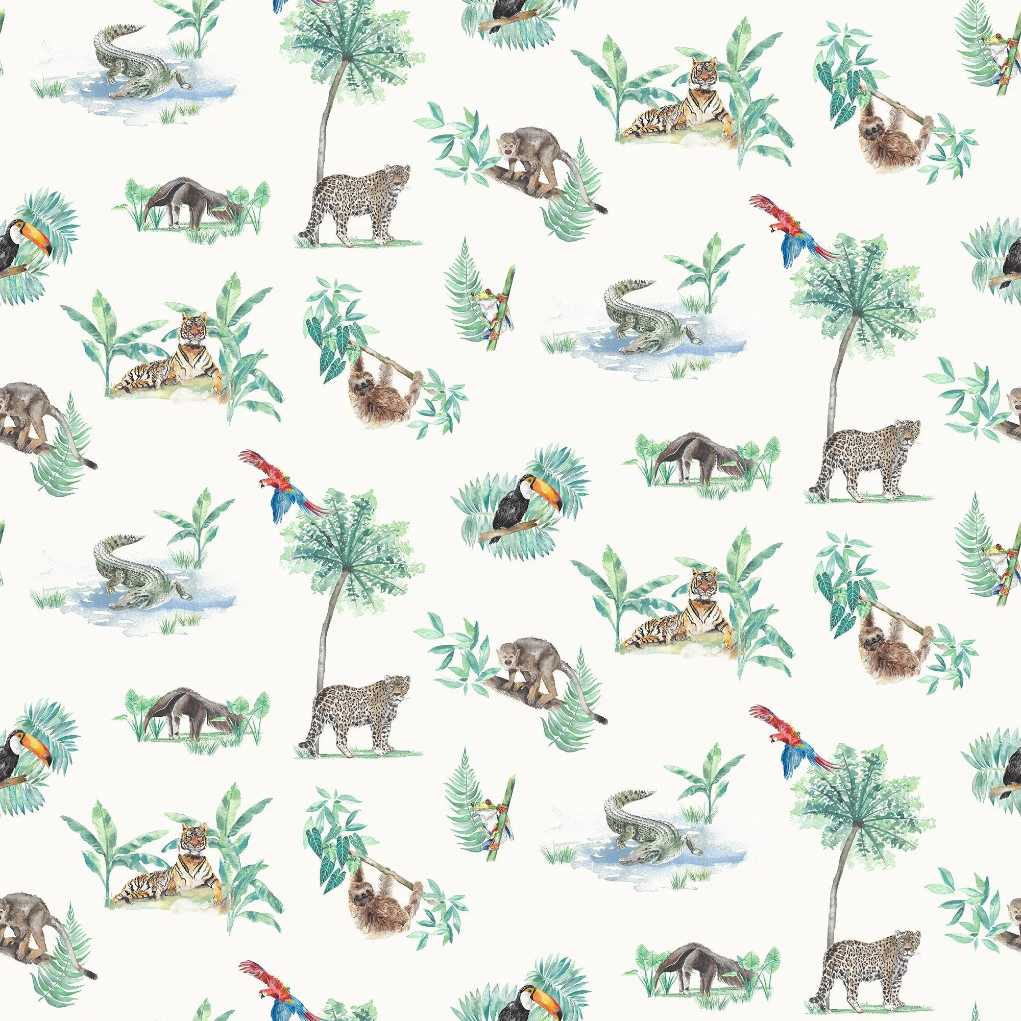 Rainforest Creatures Tropical Children's Wallpaper - Image 4
