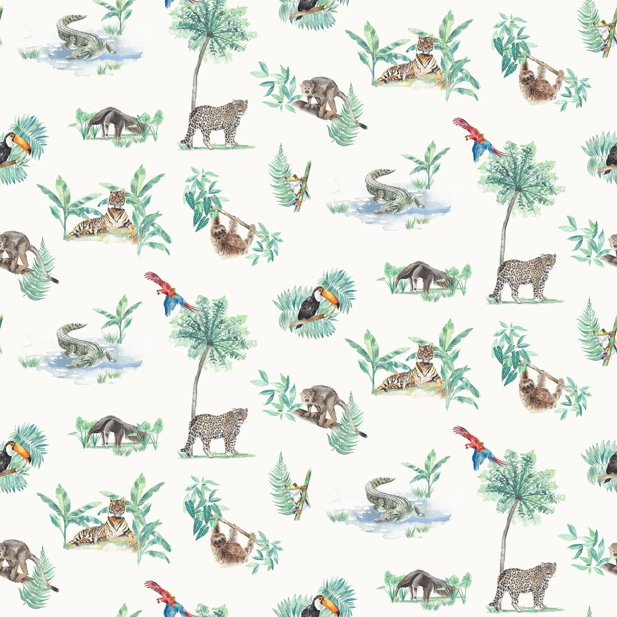 Rainforest Tropical Wildlife - Children's Curtain Fabric