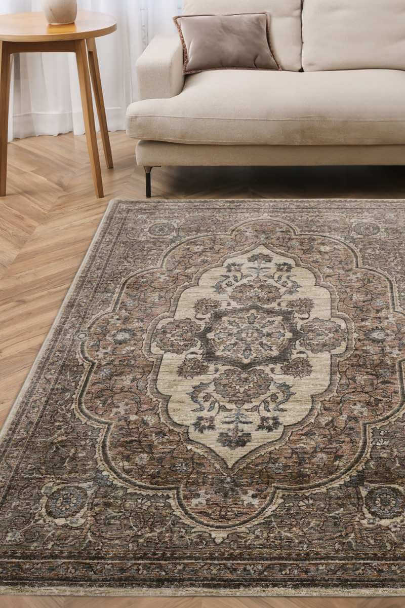 Raja Medallion Vintage Rug – Brown Heritage Elegance - Image 4