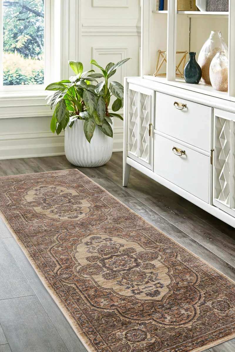 Raja Medallion Vintage Rug – Brown Heritage Elegance - Image 6