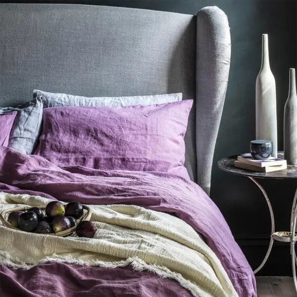 Raspberry Linen & Cotton Blend Duvet Cover - Image 4