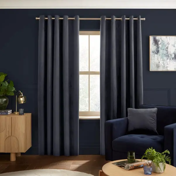 Recycled Velour Eyelet Curtains - Image 2