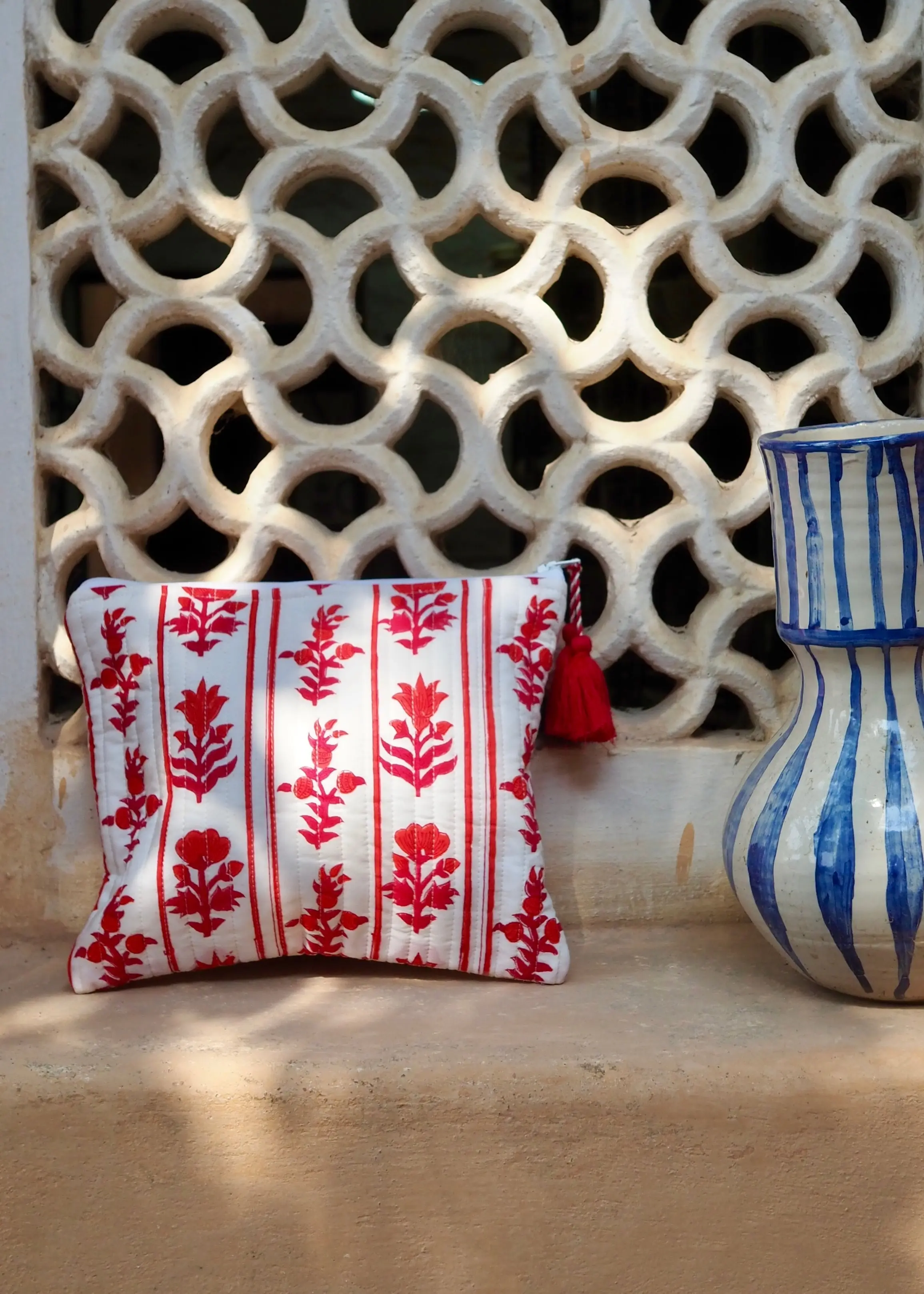 Red Block Print Cosmetic Bag - Image 2