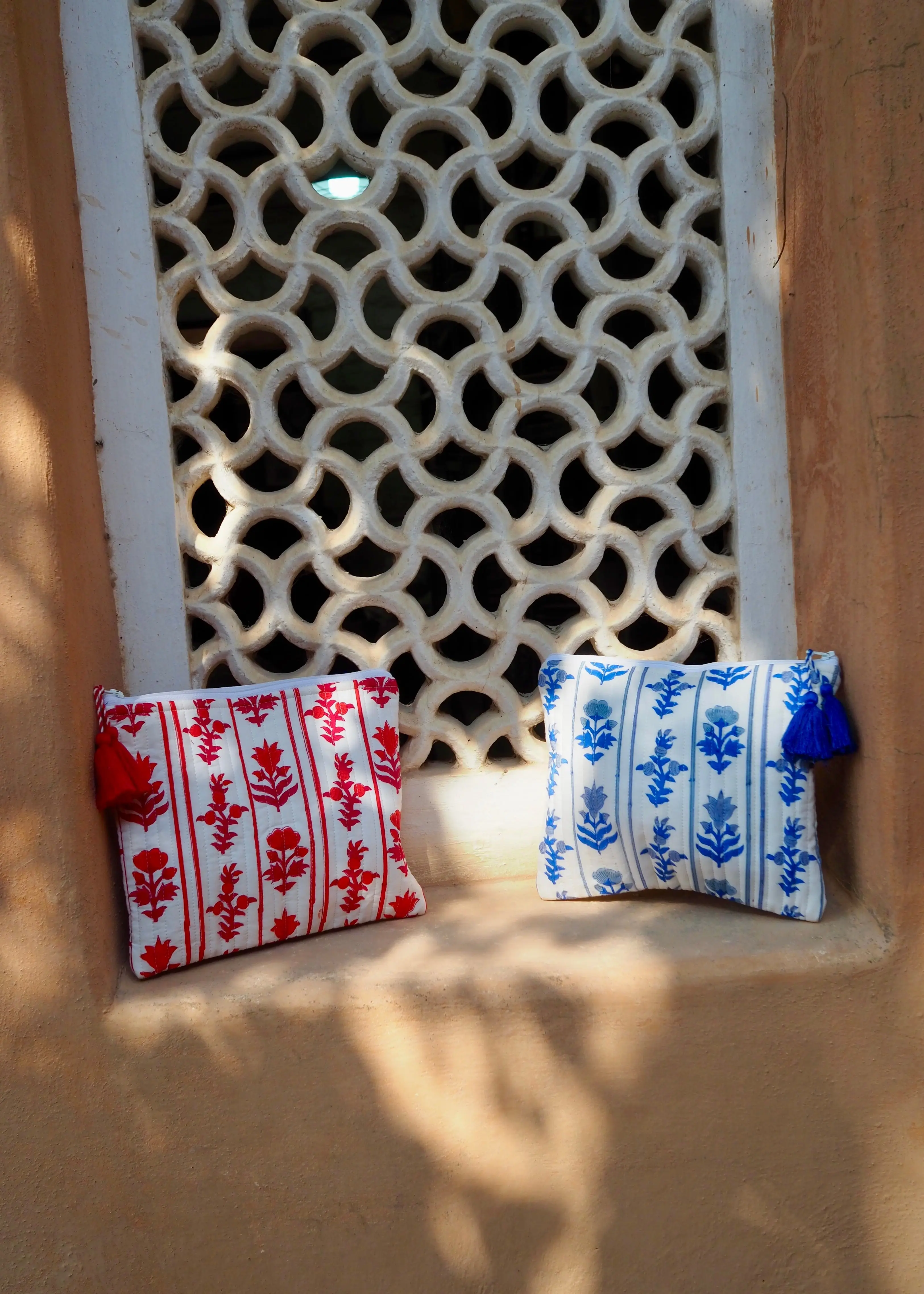 Red Block Print Cosmetic Bag - Image 4