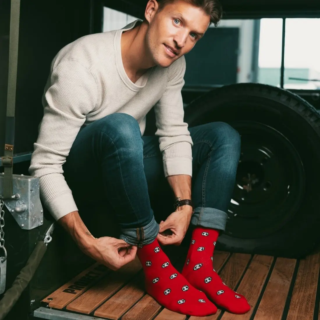 Red Football Bamboo Socks - Image 2