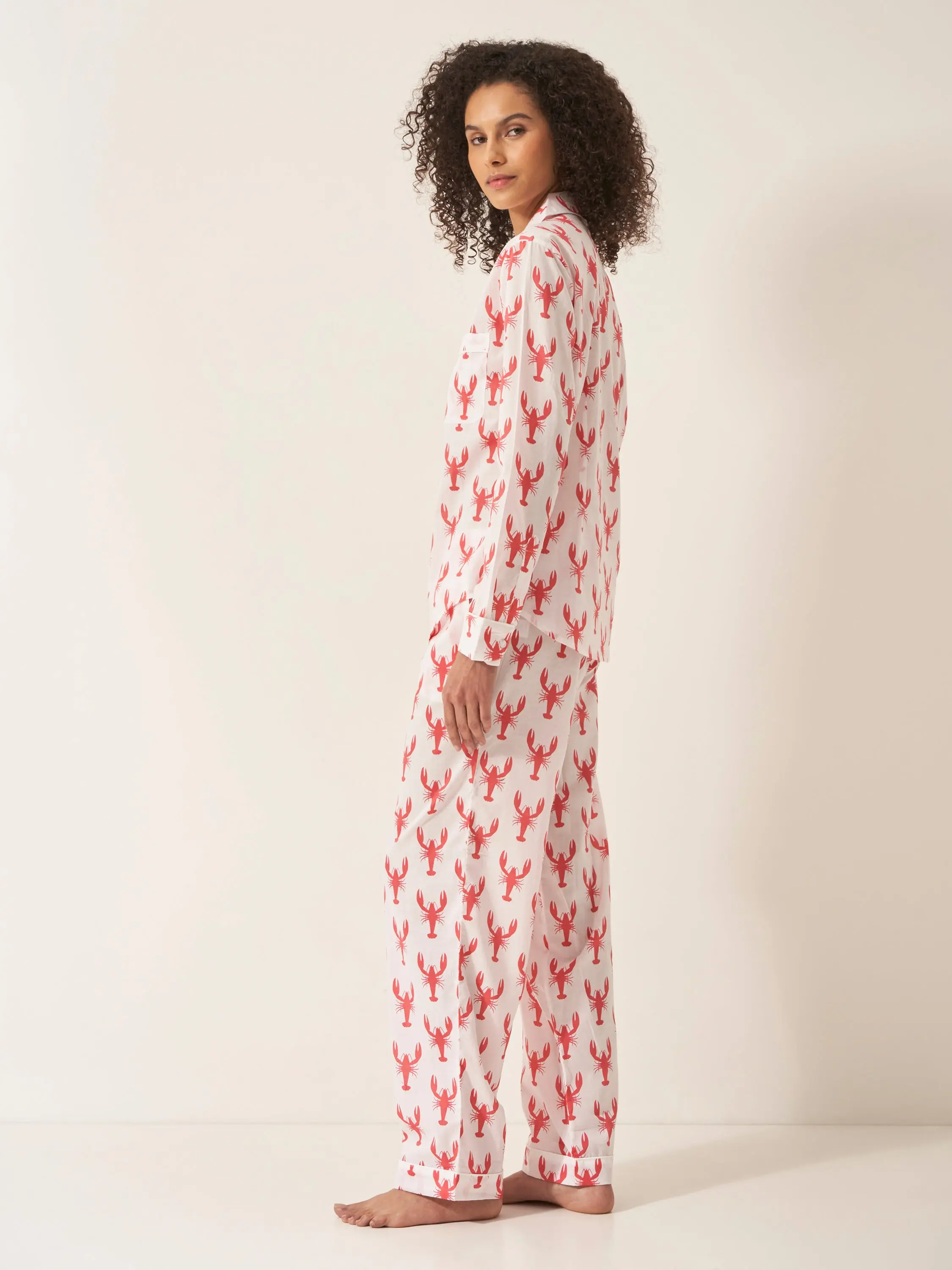 Red Lobster Women's Long Sleeve Organic Cotton Pyjama Trouser Set - Image 3