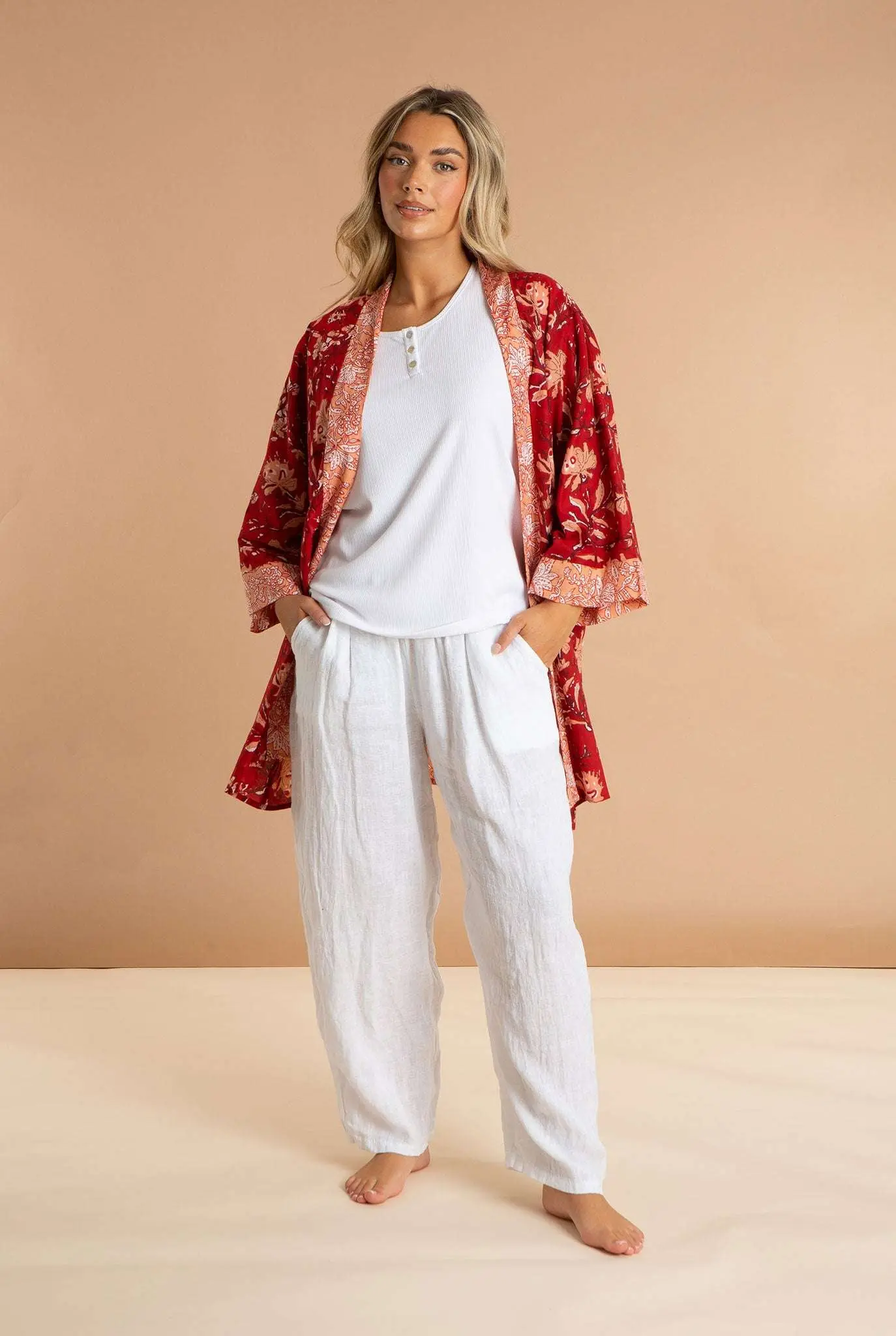 Red Rubra Women's Cotton Kimono - Image 4
