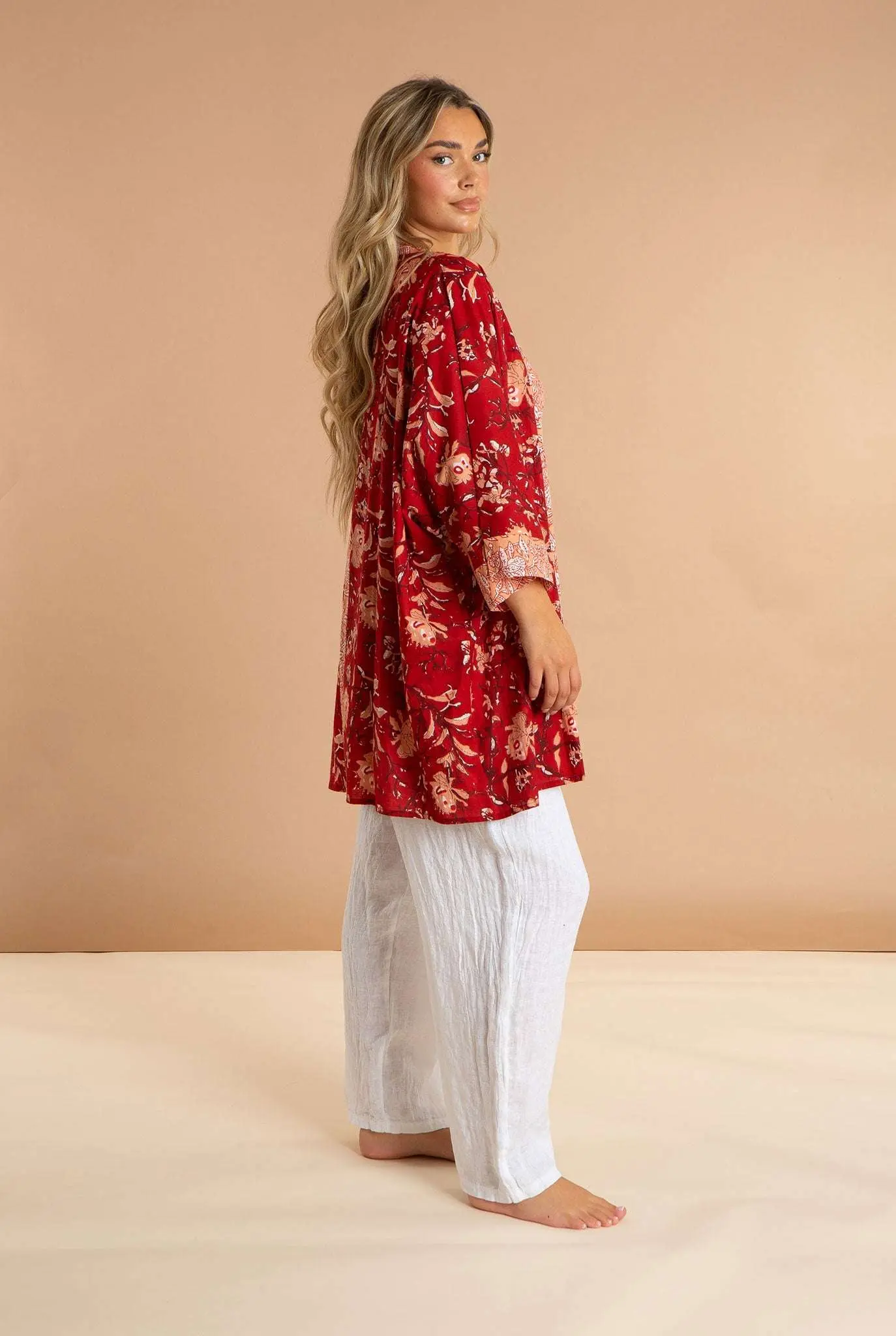 Red Rubra Women's Cotton Kimono - Image 5