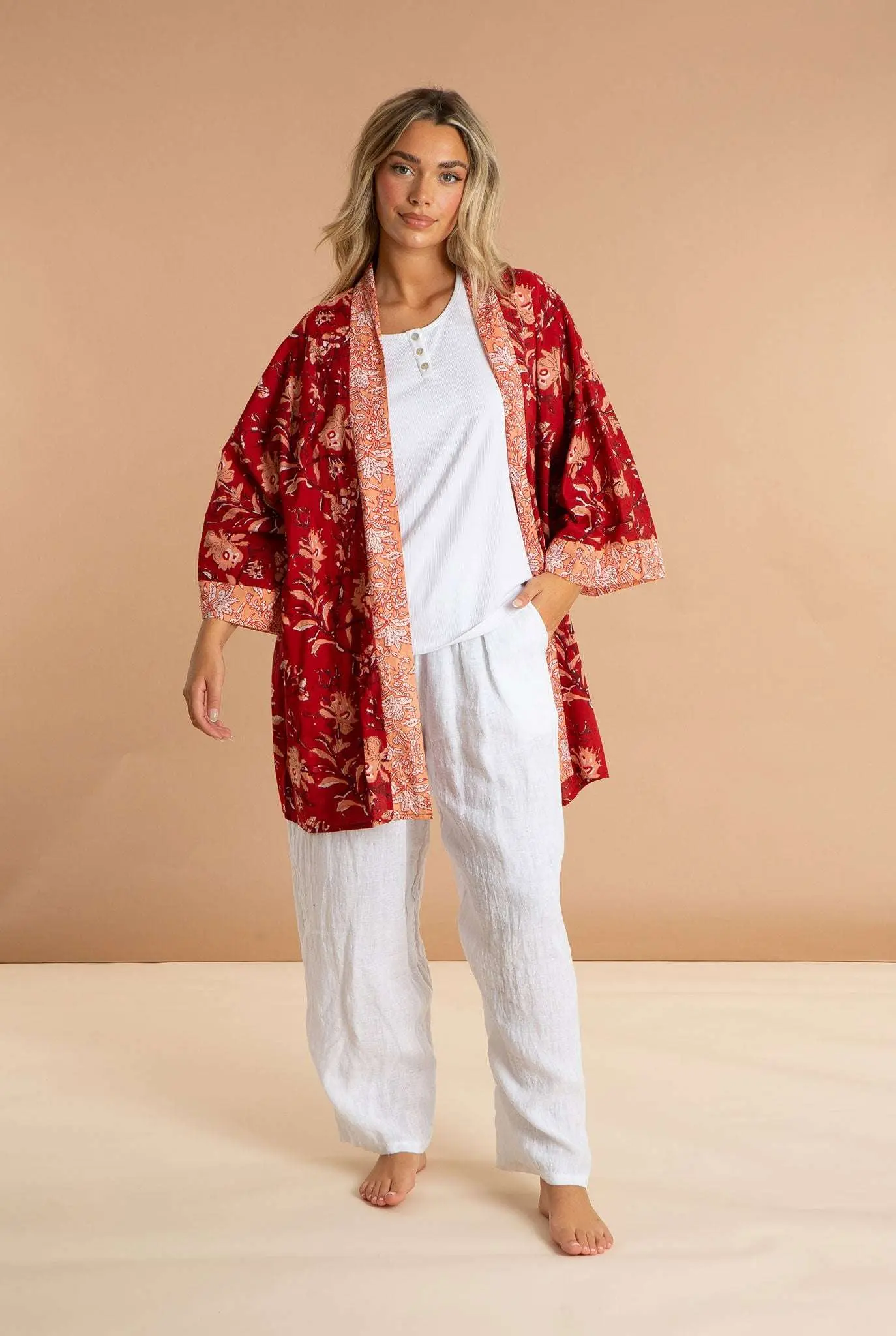 Red Rubra Women's Cotton Kimono - Image 6