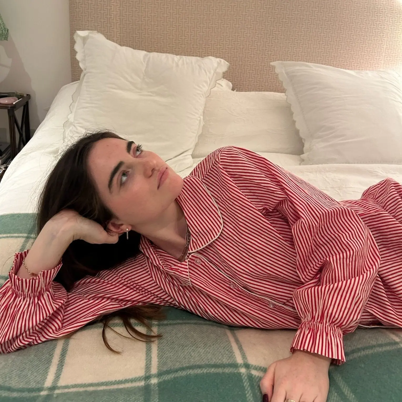 Red Striped Women's Pyjama Trouser Set