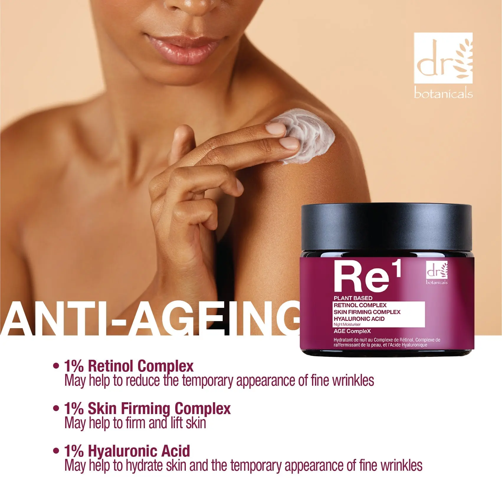 Retinol Complex 1%, Skin Firming Complex 1% & Hyaluronic Acid 1% Night Moisturiser 60ml - Image 6