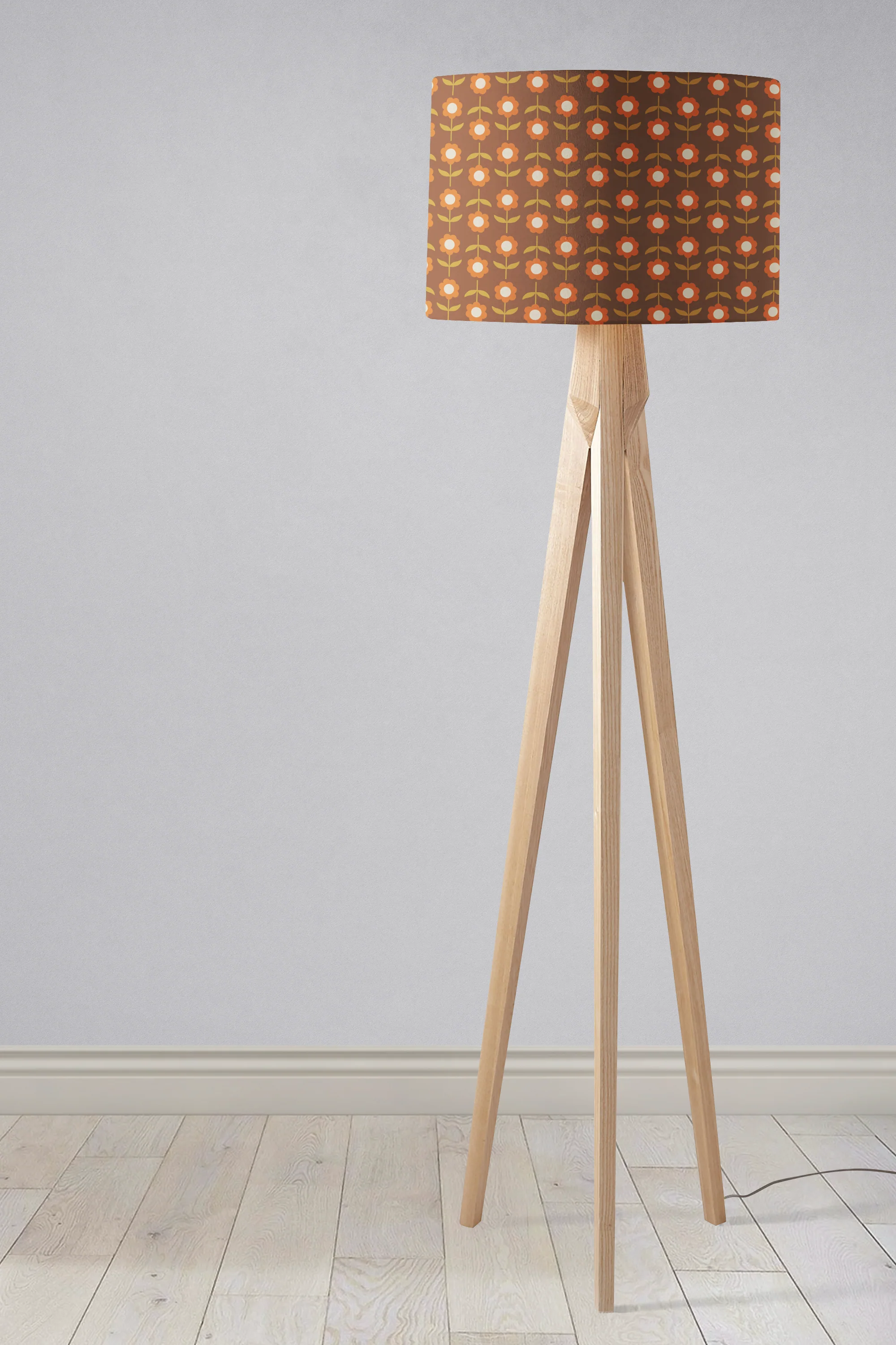 Retro Brown FloralLampshade - Image 3