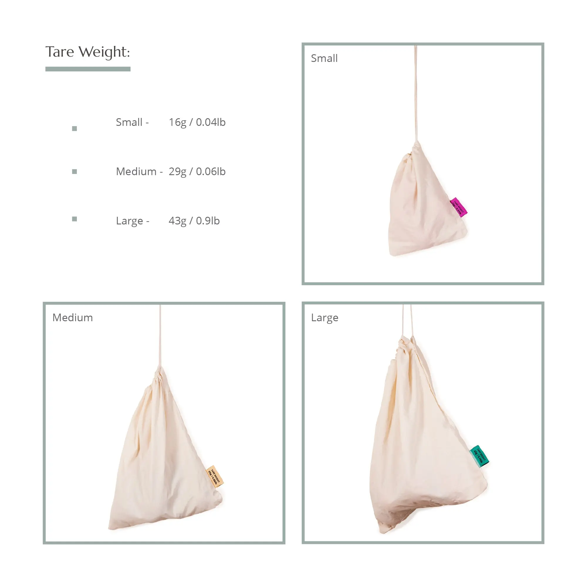 Reusable Produce Bags - Organic Cotton - Pack of 3 - Image 4